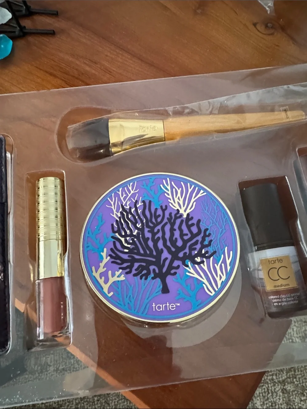 tarte Sea Eyeshadow & Face Set — Cream, Taupe, Pink, Charcoal.